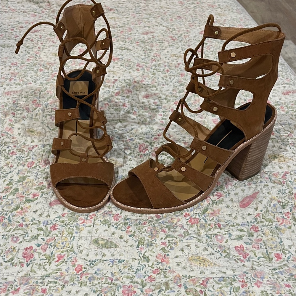 Dolce Vita Tan Lace-Up Heeled Sandals